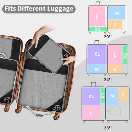6 Set compression packing cubes travel accessories,Expandable Packing Organizers for Travel,Essentials Luggage Travel Bags,Packing Cubes for Suitcases, Cube Accessories for Women/Men