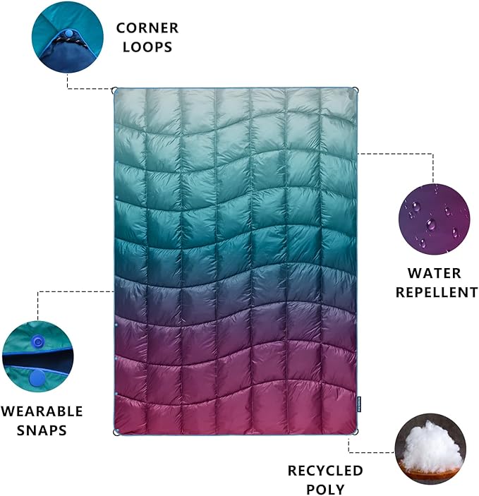 Camping Blanket,MINI Puffy Blanket Down Alternative Blanket Lightweight Windproof Water Resistant for Outdoors,Hiking, Backpacking,Beach,Car,Picnic,Stadium