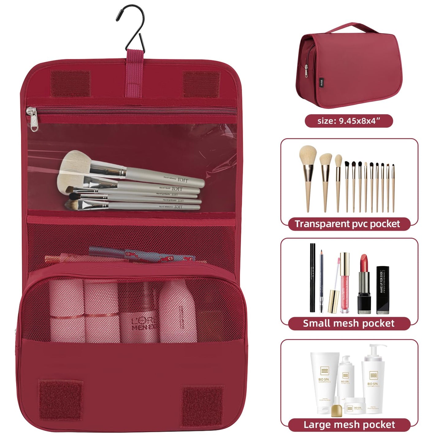 BAGAIL 10 Set Packing Cubes Various Sizes Packing Organizer for Travel Accessories Luggage Carry On Suitcase-Burgundy