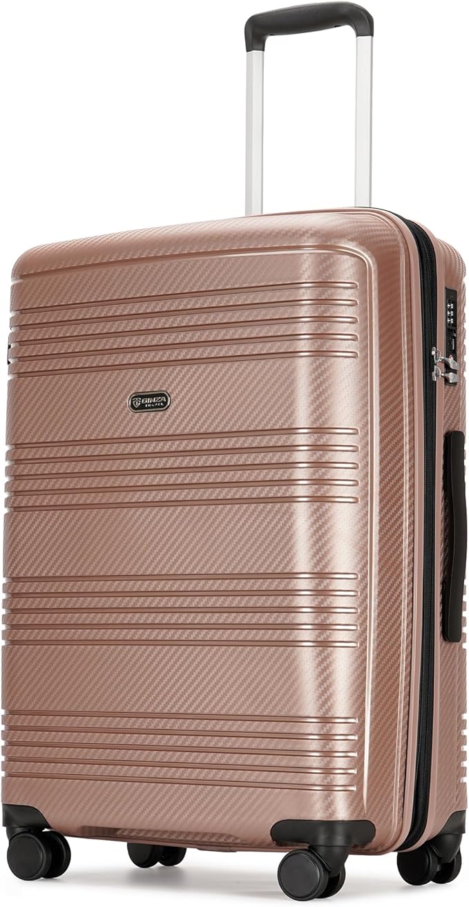 20 Inch Carry on Luggage 22x14x9 Airline Approved Hardside Suitcase with Spinner Wheels TSA Lock, 20-Inch, Rose Gold