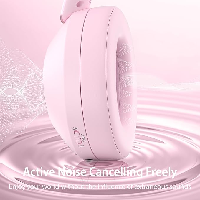 Active Noise Cancelling Headphones, 100H Playtime Headphone Wireless Bluetooth, Bluetooth Headphone with Microphone, Over Ear Wireless Headphones with Deep Bass,Fast Charging for Travel