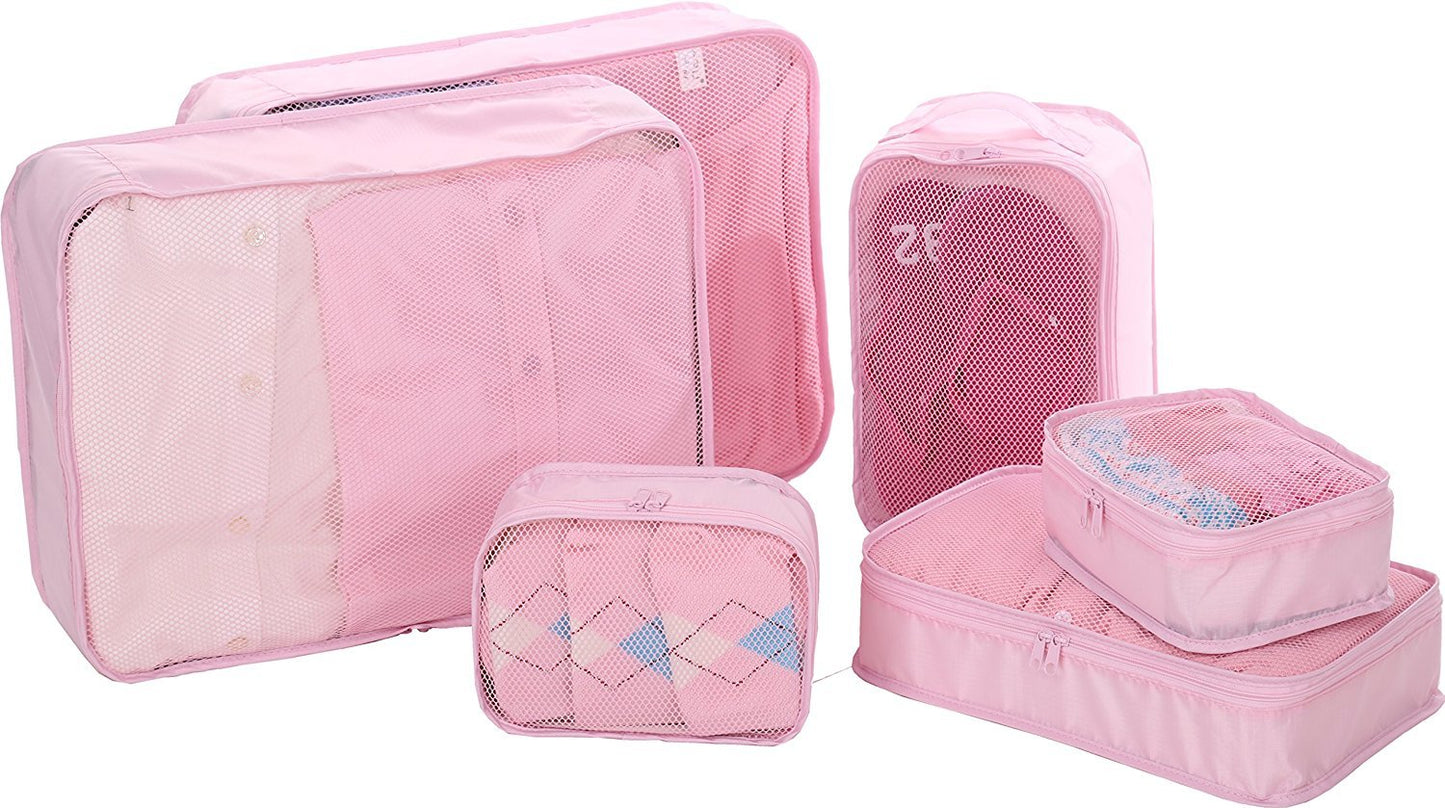 JJ POWER Travel Packing Cubes, Luggage Organizers with Shoe Bag (Pink)