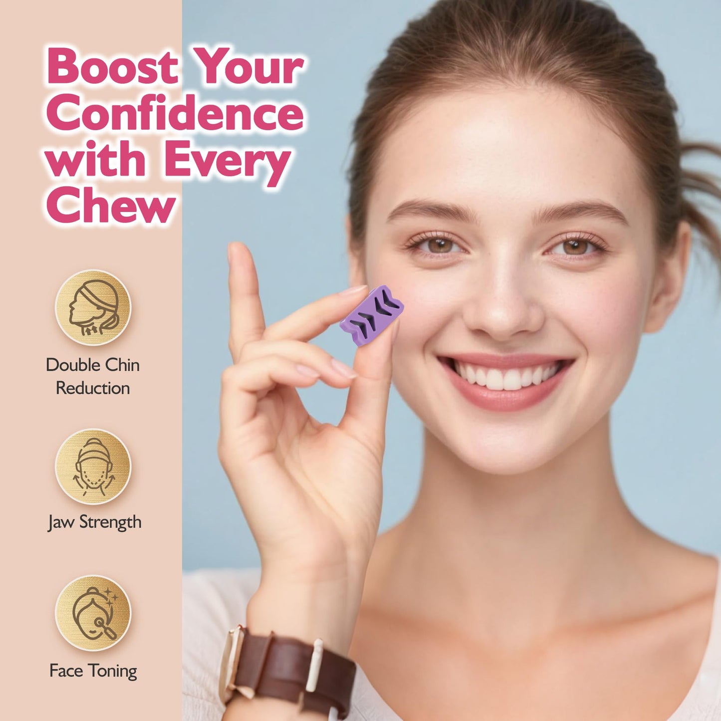 Azrra Jaw Exerciser for Women & Men, 4 Resistance Levels (8pcs) Jawline Shaper Exerciser, Jaw Trainer Double Chin Eliminator for Jawline Face Toning & Strengthening