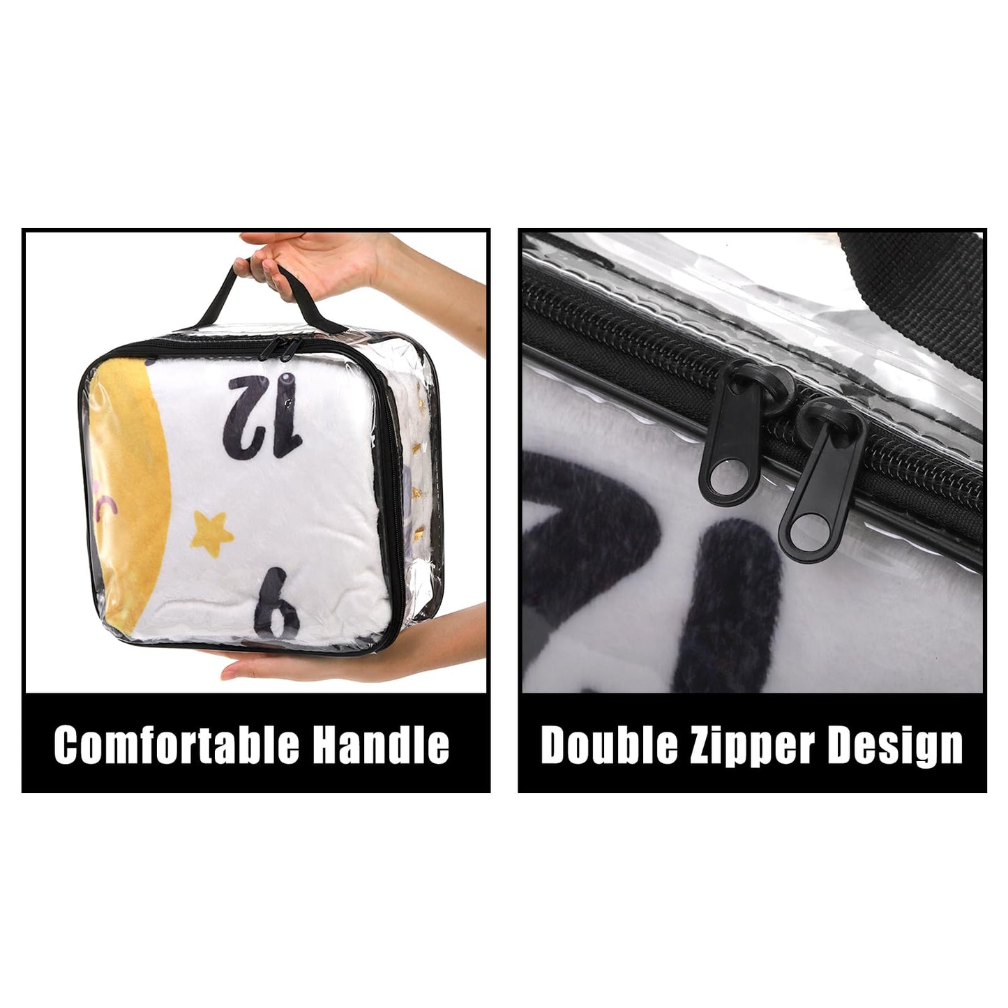 Fasmov 6 Pack Large Clear Travel Packing Cube, See-Through PVC Organizer, Vinyl Zippered Storage Bags Multipurpose Pouch with Handle for Suitcase Pants, Cashmere, Sweaters Shirts Dress Storage