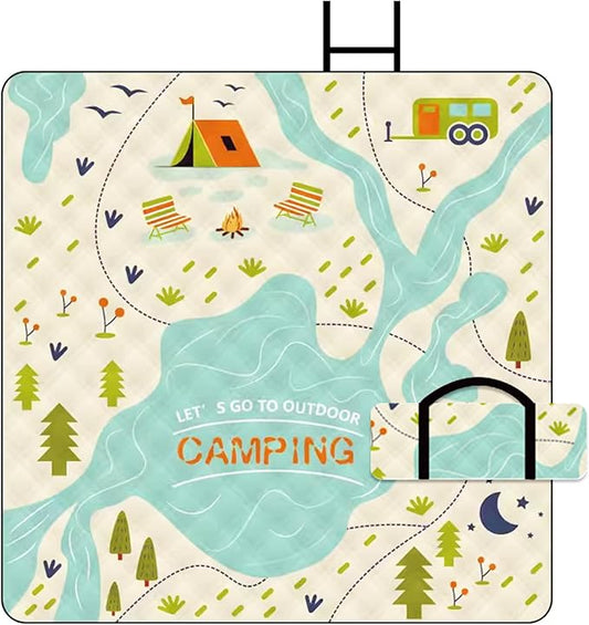 80"x60" Waterproof Picnic Blanket Large Outdoor Camping Blanket Foldable Picnic Camping Blanket Thicker Machine Washable Picnic Mat Portable Wearable for Picnics, Camping