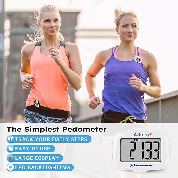 3D Step Counter Clip On with LED Backlight Pocket Pedometer for Walking Outdoor Activities Fitness Tracker Without Smartphone
