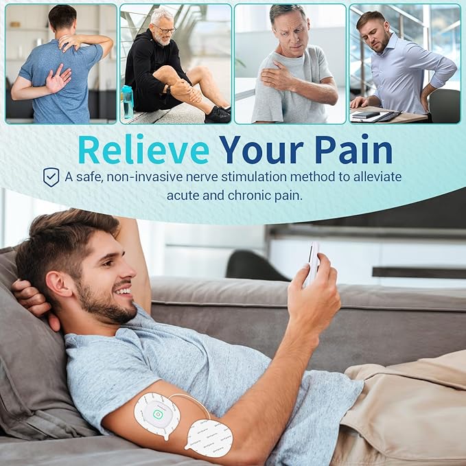 Comfytemp Wireless TENS Unit Muscle Stimulator, FSA HSA Eligible Rechargeable Tens Unit for Pain Relief with Remote Control, Portable Pulse Muscle Stimulator for Back Shoulder Sciatica, 15 Modes