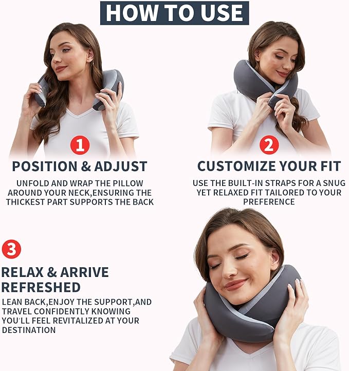 Travel Pillows for Airplanes Airplane Neck Pillow Neck Flight Essentials Best Long Flights Head Rest Recliner Women Shoulder Pain