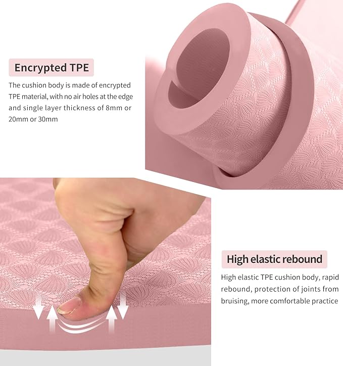 8/20/30mm Jump Rope Mat Fitness Exercise Mat Durable, Non-Slip, Workout Mats with Jump Rope & Carrying Bag for Home Gym Flooring (55"x 24")