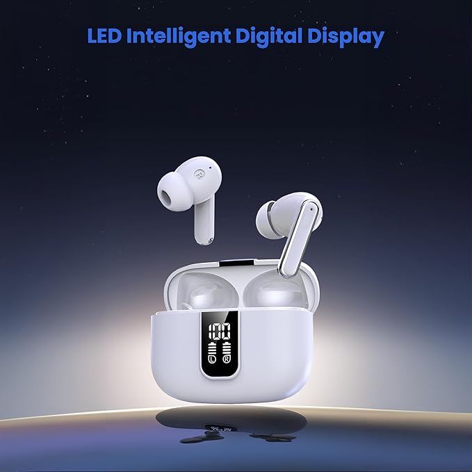 Bluetooth Earbuds with ANC, HiFi Sound, 20H Playback, LED Display Case, BT 5.3, Touch Control, IPX4 Waterproof, True Wireless Earphones for TV, Phone, Laptop – iOS & Android Devices Compatible