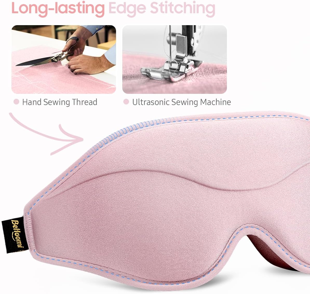 BeHoomi Sleep Mask, Premium Eye Mask for Sleeping, Total Blackout, Super Soft Comfort, Adjustable Fit, Upgraded 3D Ergonomic Designed Sleeping Mask for Home, Office, Travel, Meditation, Yoga, Pink