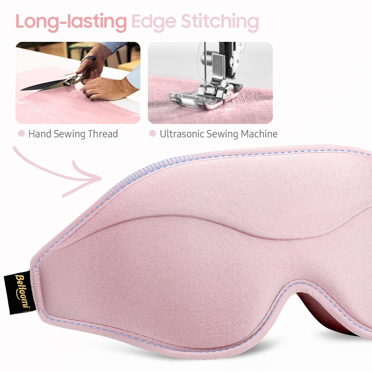 BeHoomi Sleep Mask, Premium Eye Mask for Sleeping, Total Blackout, Super Soft Comfort, Adjustable Fit, Upgraded 3D Ergonomic Designed Sleeping Mask for Home, Office, Travel, Meditation, Yoga, Pink
