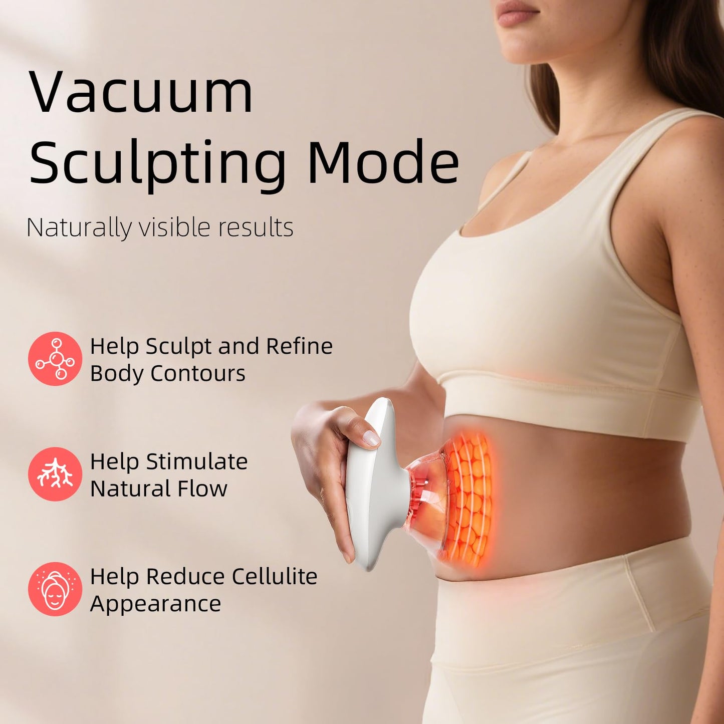 Aimmbiuty 3-in-1 Body Sculpting Machine, Cellulite Massager Tool with 3 Adjustable Modes, for Belly, Waist, Arms and Legs, Home Use for Women (White)