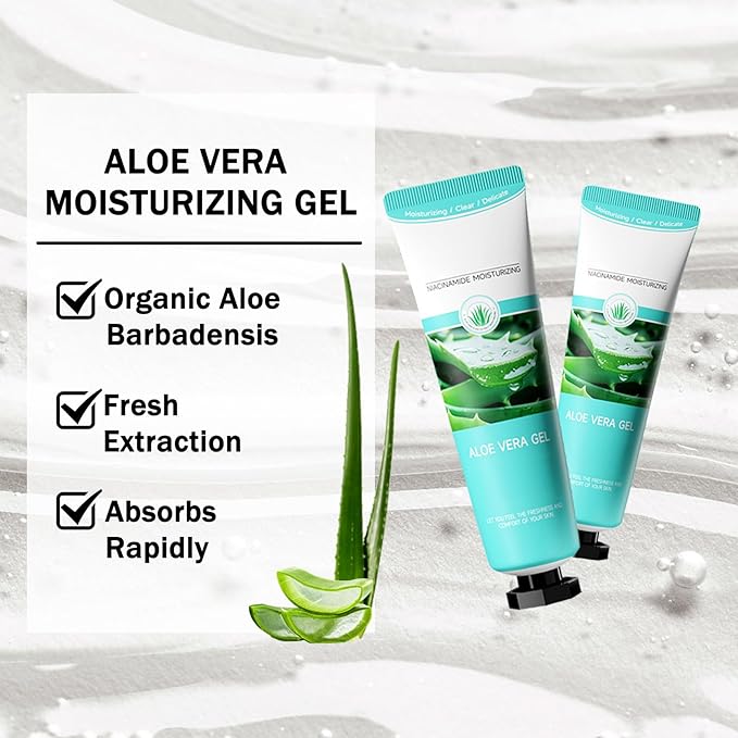 16PCS Travel Size Aloe Vera Gel,Soothing After Sun Lotion for Face and Body,Organic Hydrating Aloe Vera Gel for After Sun Care,Instant Cooling,Refreshing Face Moisturizer Set, 1.05 Oz