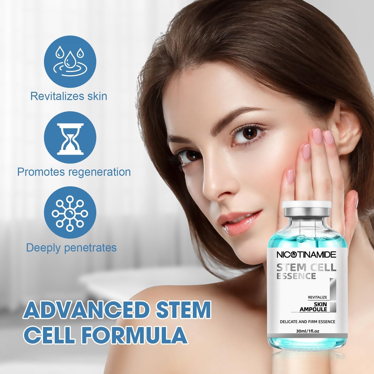 Microneedling Stem Cell Serum for Face, 2-Pack Anti-Wrinkle & Scar Treatment Ampoules, Hydrating Facial Serum for Radiant Skin