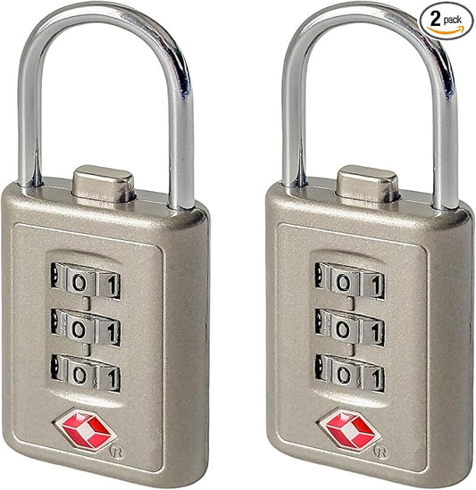 Combination Lock TSA Approved Lock 3 Digit Code Padlock Luggage Lock for Bags, Luggage, Backpacks, Toolboxes, Suitcases, Storage Cabinets (2 Pack)