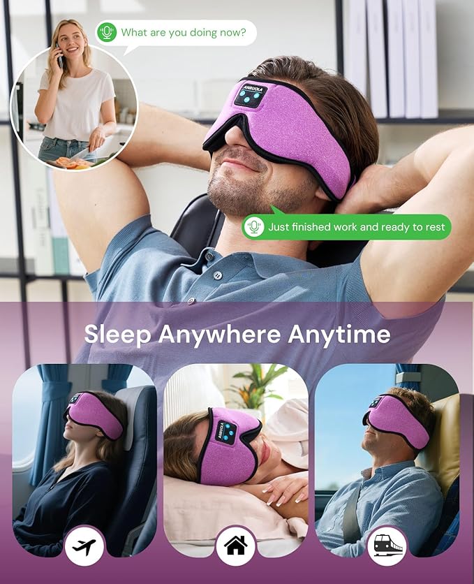3D Bluetooth Sleep Mask & Wireless Headphones for Side Sleepers, Comfortable Eye Mask for Sleeping, Meditation & Relaxation, Idea Gift for Men Women
