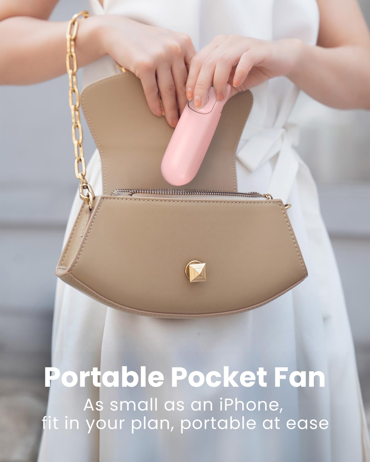 Koonie Portable Pink Fan - Foldable Mini Hand Fan for Travel, Women, Indoor Outdoor Use - Battery Operated with 8 Hour Run Time