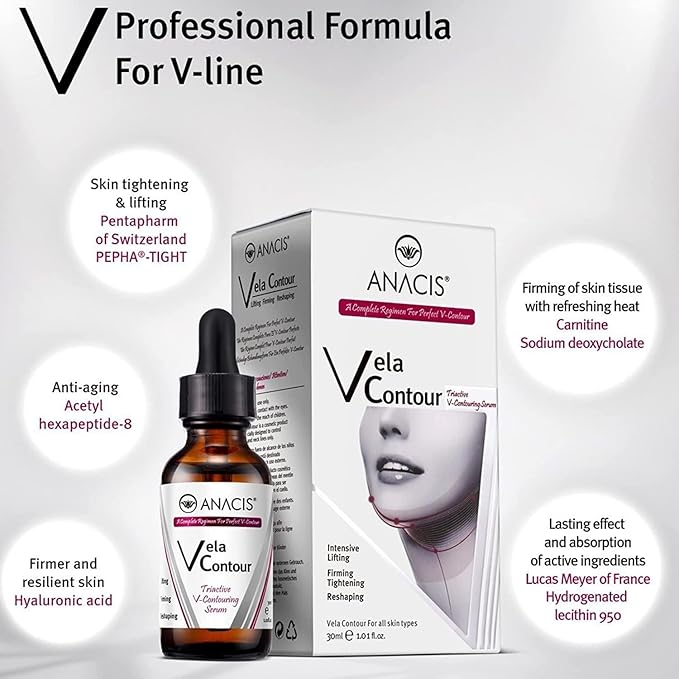 Advanced Neck Serum – V line Jawline - Fine Lines - Neck Wrinkles - Sagging Skin - Serum for Women and Men. Anacis (2 pack x 30ML)