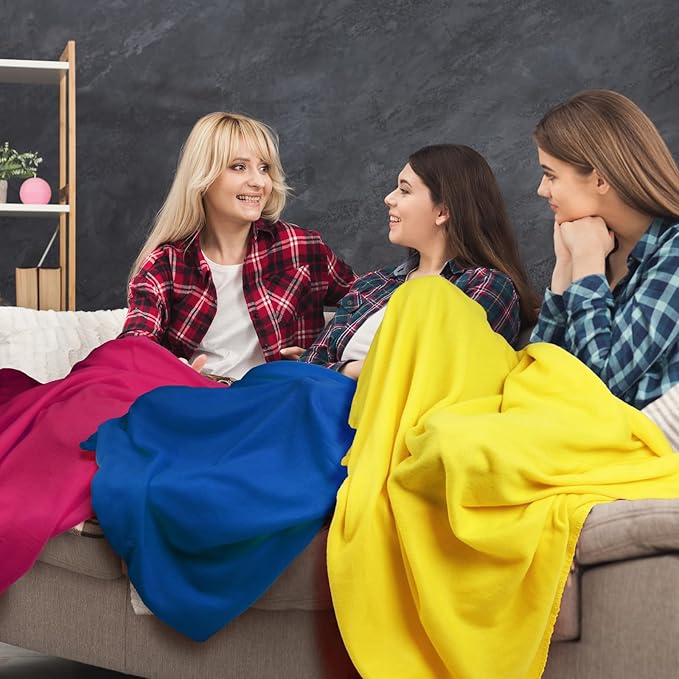 Kinlop 40 Packs Fleece Blanket Bulk 60 x 50 Inch Soft Lightweight Fleece Cozy Blanket Warm Throw Plush Pet Throw for Bed Couch Sofa Home Office Wedding Gifts Travel Camping (Vibrant Color)