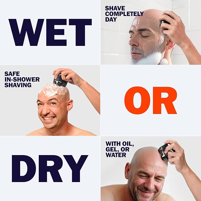 5D Head Shaver for Bald Men, IPX7 Waterproof Electric Shaver with LED Display, 2-Speed Cordless Rotary Razor for Face Nose Beard, Wet/Dry USB-C Charging Gift for Men