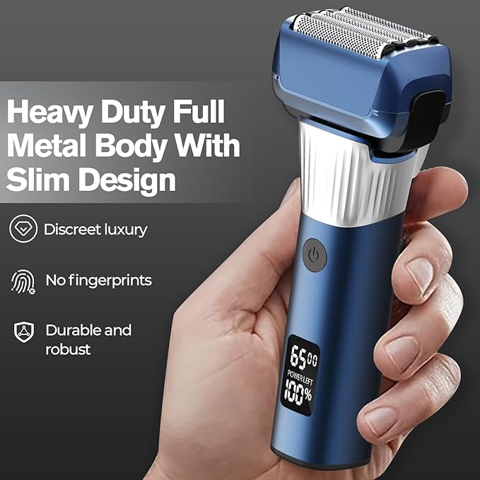 5-Blade Cordless Electric Razor for Men, 2-Speed Electric Shavers for Men Face, Close Shaving Men's Foil Shaver for Coarse Hair Wet/Dry USB-C Fast Charging &100 Min Runtime - Travel-Ready & Giftable