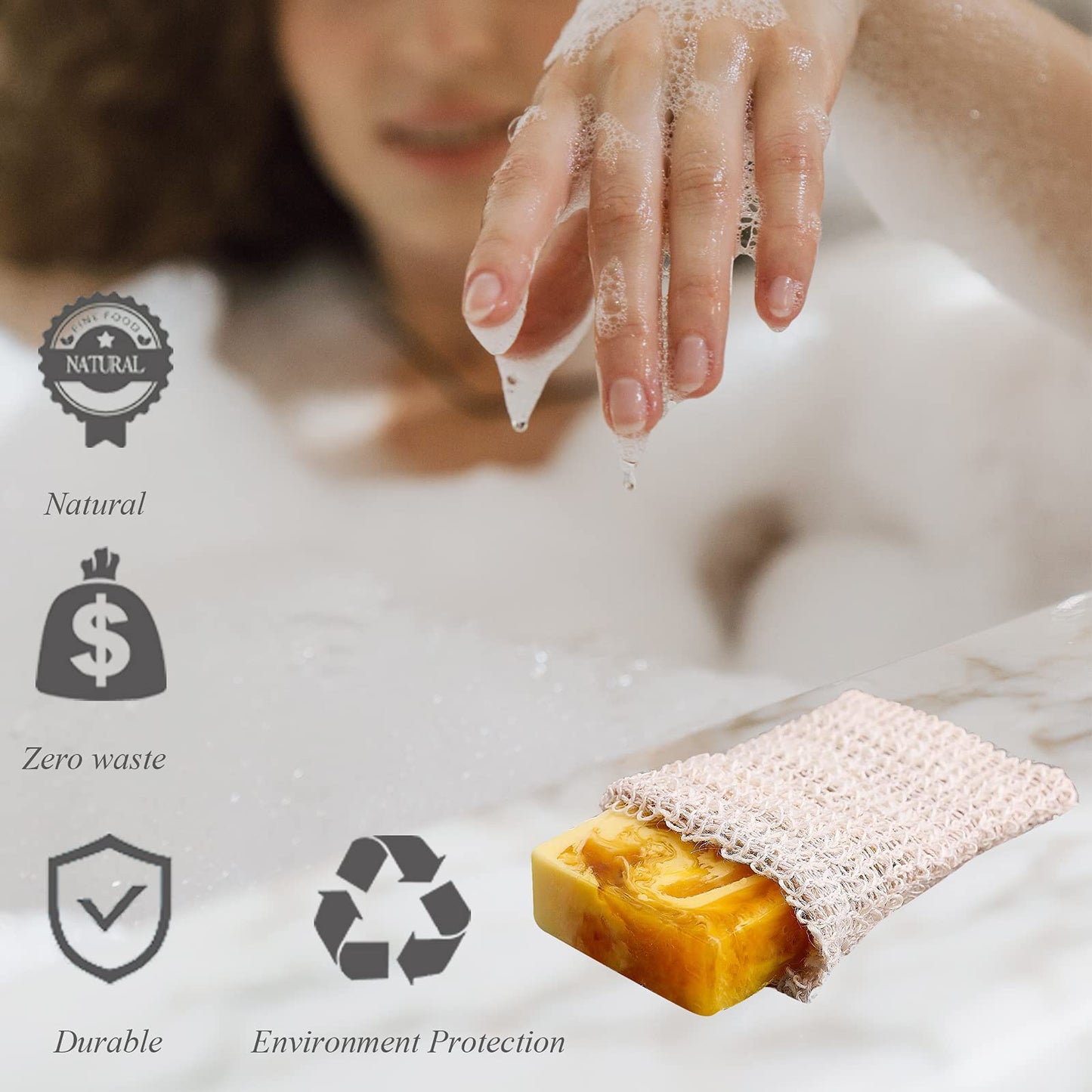 ZEPELOFFY Soap Bag,5 Packs Bar Soap Pouch,Sisal Soap Saver Bags Mesh for Exfoliating, Shower,Scrubber