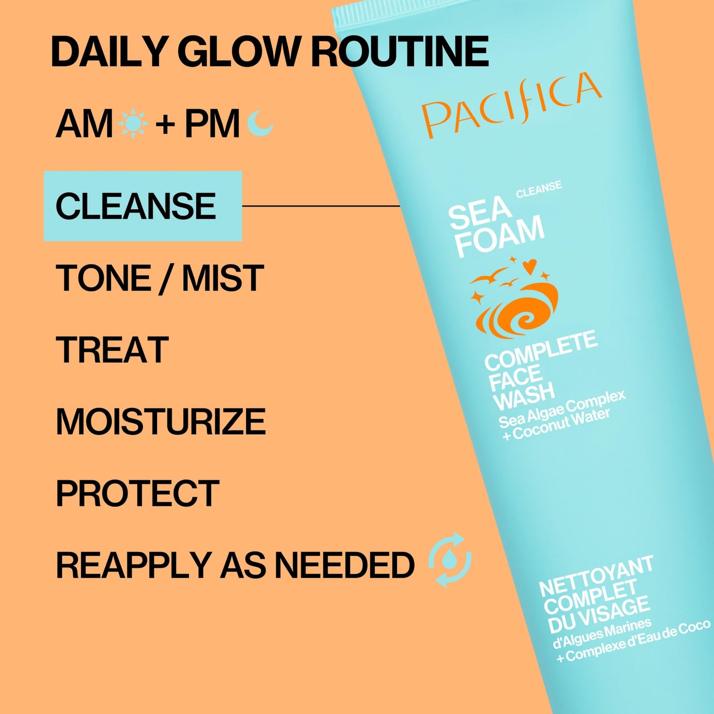 Pacifica Face Wash - Sea Foam Mini Travel Size, Skincare, Daily Gentle Foaming Cleanser, Makeup Remover, Face Cleanser, Skin Care, For Combination and Oily Skin, Vegan, 1.4 fl oz (1 Count)