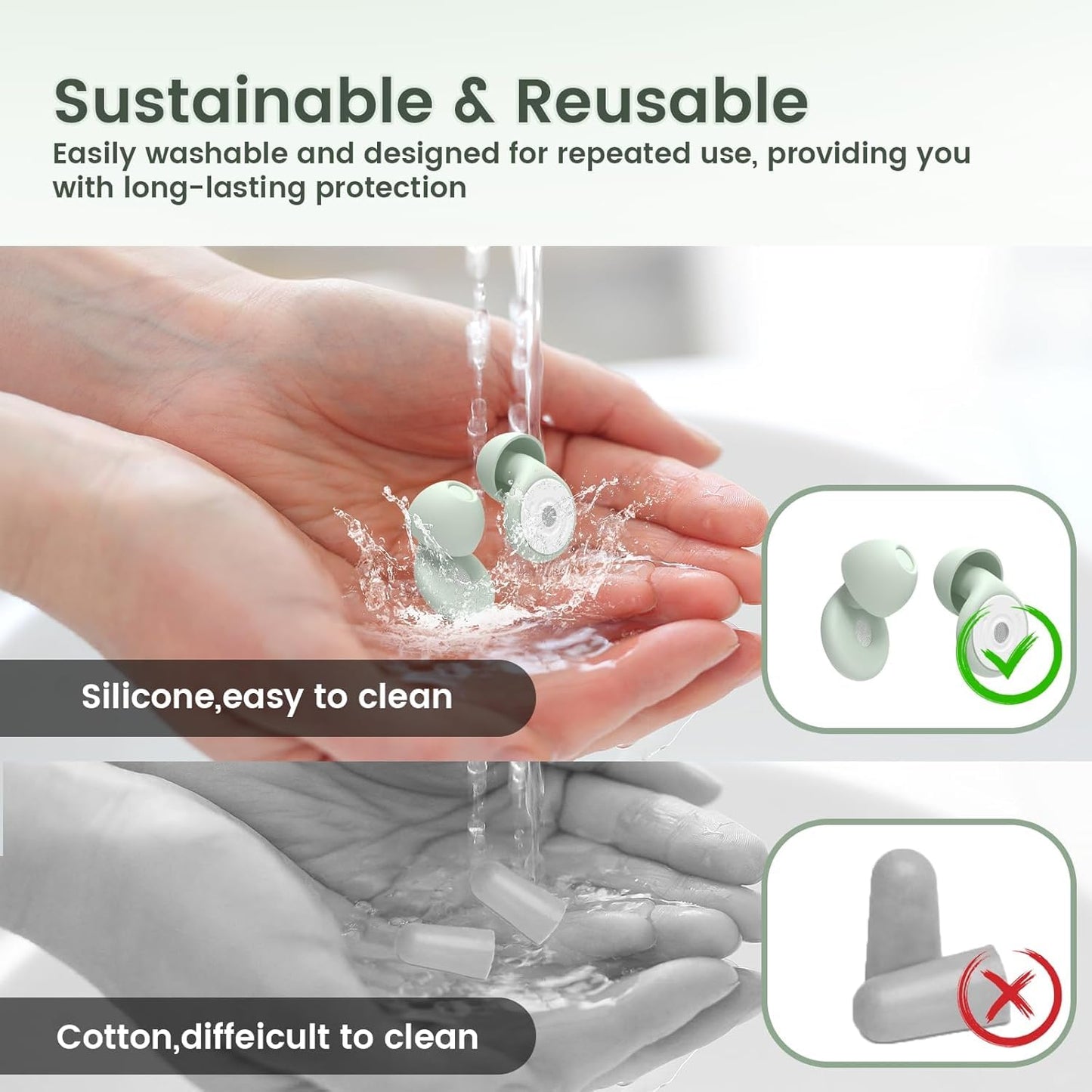 Ear Plugs for Sleeping Noise Cancelling -30dB, Reusable Silicone Earplugs for Noise Reduction, Hearing Protection Ear Plugs with 8 Eartips and Carrying Case