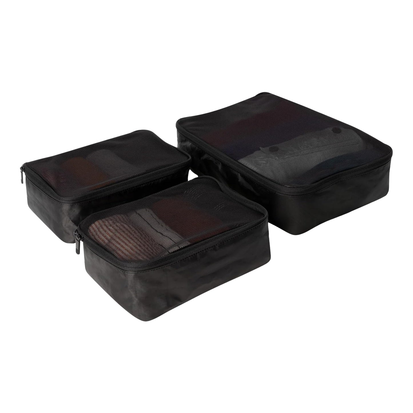 Tortuga Packing Cubes, Set of 3, Black - Lightweight Travel Cubes for Packing with Mesh Panels - Two Size Luggage Organizer Bags for Backpacks and Suitcases