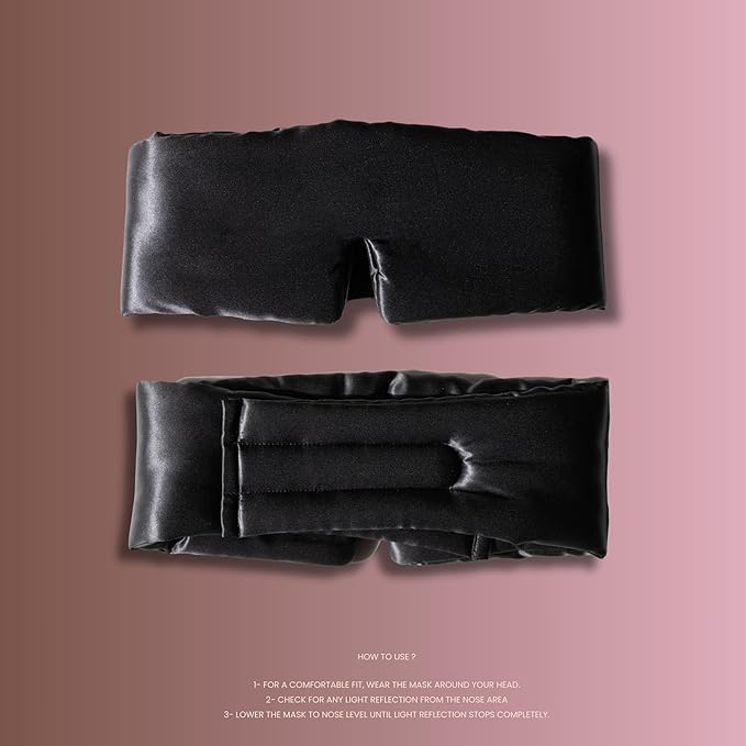 Silk Eye Mask - 100% Pure Mulberry 22 Momme Silk Sleep Mask, Adjustable Sleep Mask for Women and Men (Adjustable, Cloud Black)