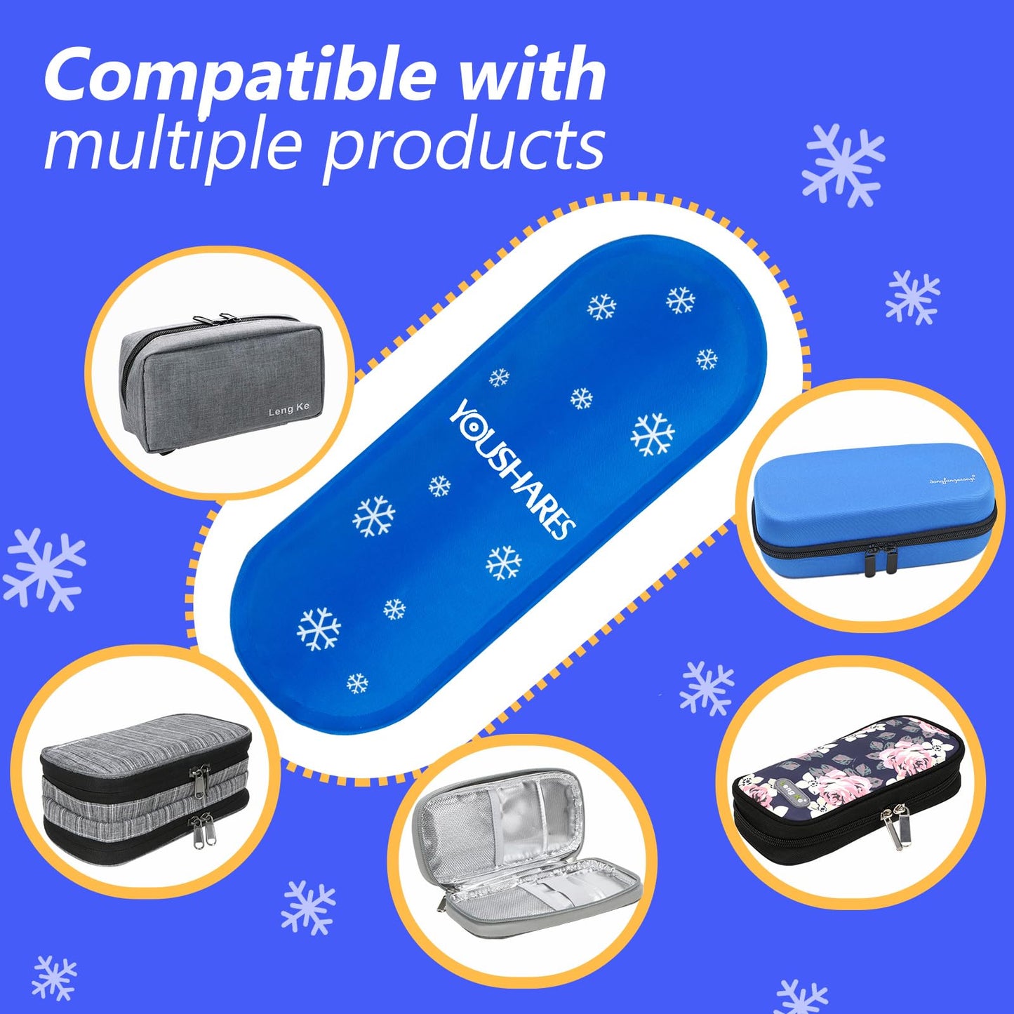 YOUSHARES Diabetes Ice Packs for Insulated Medication Travel Bag - TSA Approved Ice Packs for Insulin Cooler Travel Case, Mini Ice Packs Suitable for Most Medication Cooler Travel Case（2 Packs）