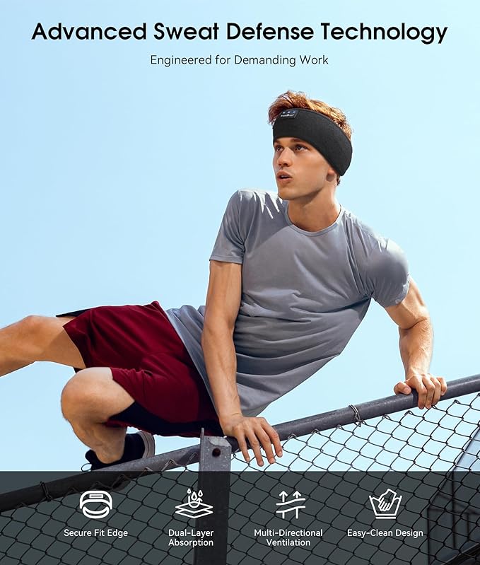 MUSICOZY Sleep Headphones Bluetooth 5.4 Headband, Wireless Earphones Music Sleep Earbuds Sleeping Eye Mask with HD Stereo Speakers for Workout Running Travel Yoga, Ideal Gifts for Women Men