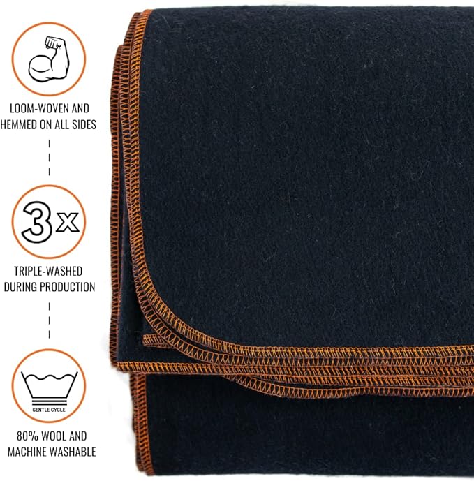 Arcturus Military Wool Blanket - Warm, Thick, Washable - Great for Outdoors, Camping, Stadium Blanket, Picnics, Travel - Car & Bushcraft Survival Kits