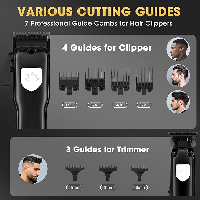 4 in 1 Hair Clippers for Men, Professional T-Blade Trimmer, Electric Foil Shaver, Nose Hair Trimmer, Cordless, LCD Display, Grooming Kit(Black)