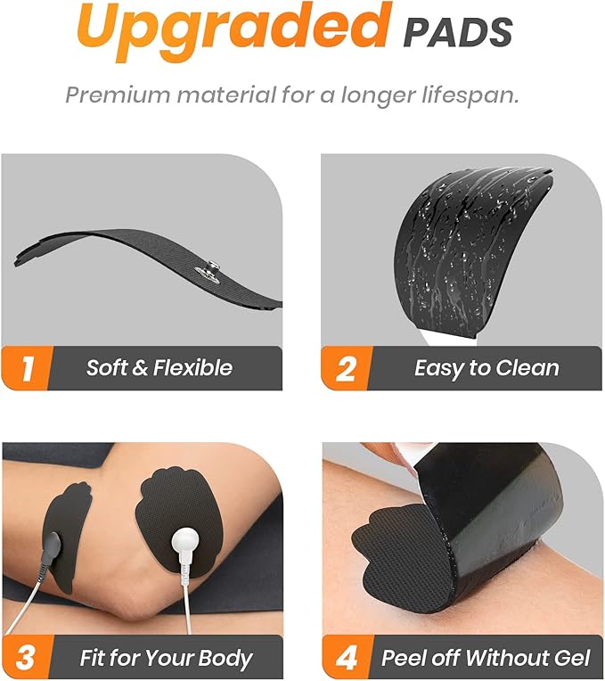 20-Pack TENS Unit Replacement Pads, Long-Lasting Snap Electrodes for 50 Times of Use per Pad, Latex-Free TENS Pads Set Compatible with TENS EMS Devices Using 3.5mm Button Lead Wires Black