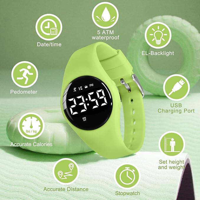 Kids Watches for Girls Boys Digital Sport Watch with Step Counter Pedometer Vibration Alarm Clock, No App Waterproof Fitness Tracker Kids Watch Boys Girls Teens Students Ages 5-16