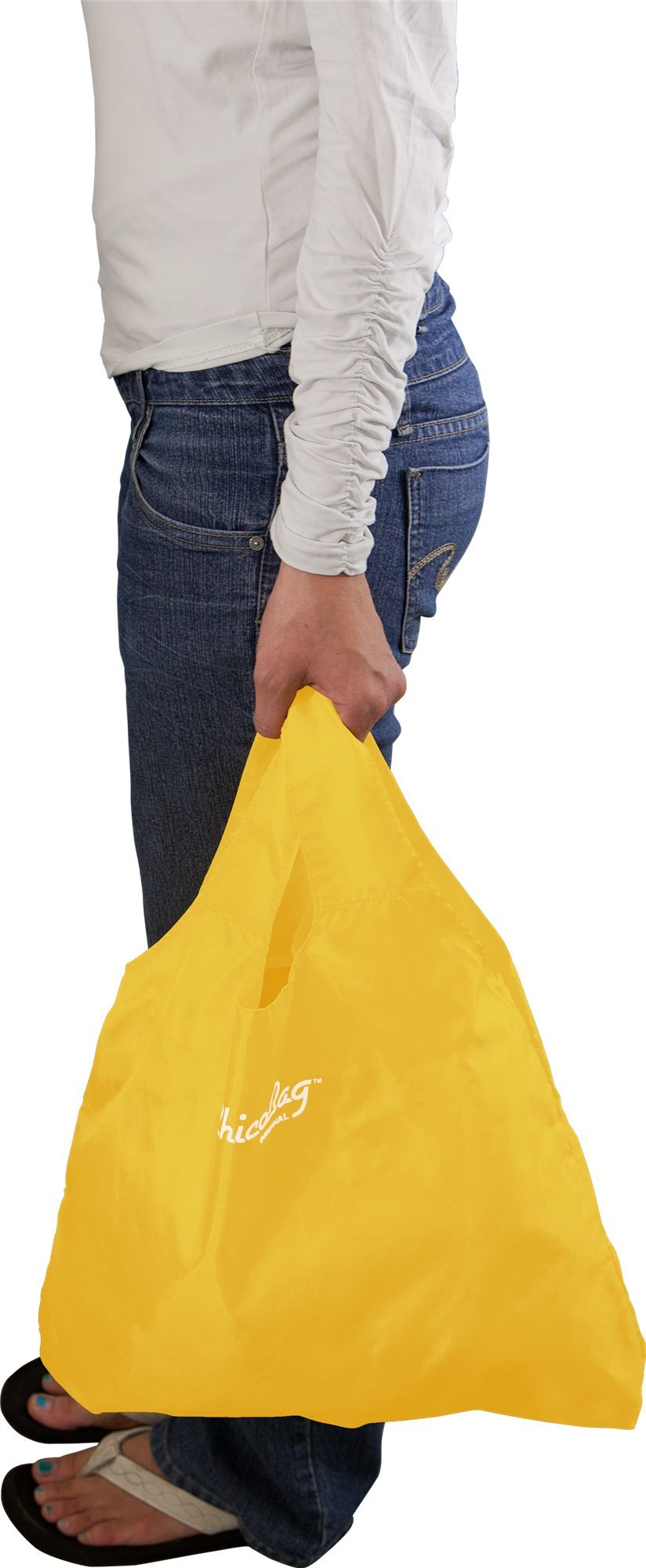 ChicoBag Original Compact Reusable Grocery Bag w/Attached Pouch and Carabiner Clip | Perfect for Shopping, Travel, Organization | Eco-Conscious Packable Tote | Buttercup (Pack of 1)