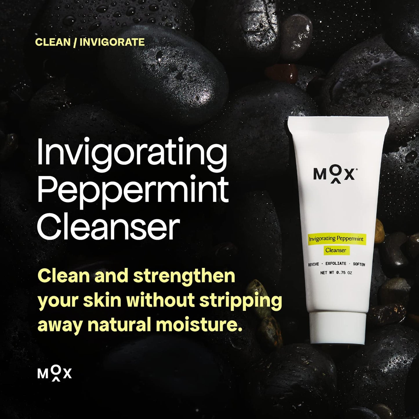 Mox Skincare Hydrating Mint Face Cleanser Travel Size (0.75oz) | Exfoliating Daily Face Wash | Unclog Pores with Salicylic Acid