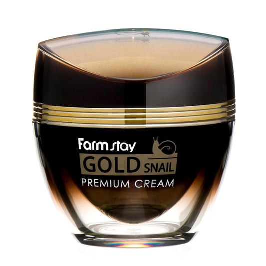 FARMSTAY Gold Snail Premium Cream - Snail Mucin Cream Infused with Gold - Hydrates and Firms Tired Skin - Fights Wrinkles and Fine Lines - 1.69 oz