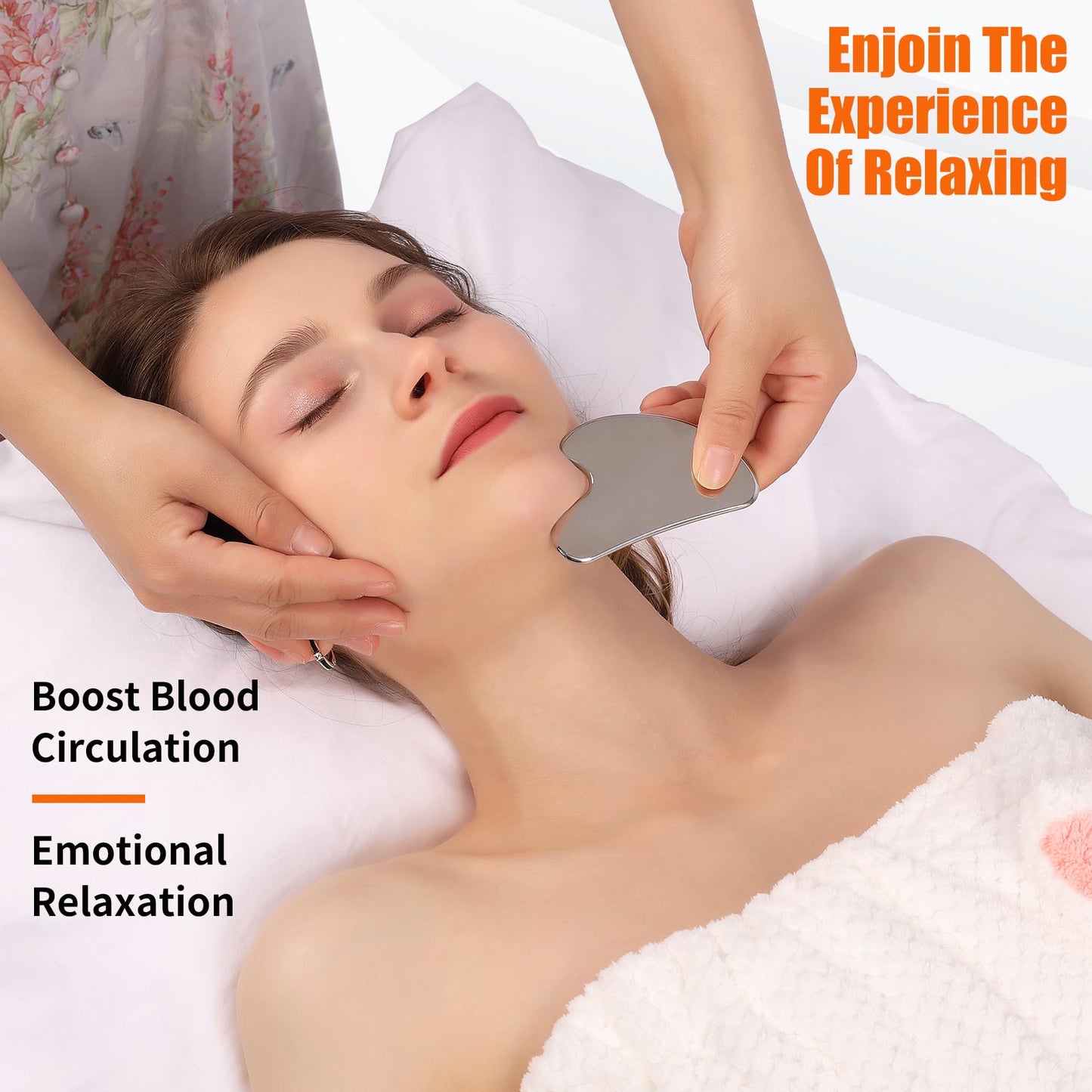 InfiniteRelax Face Massager, Metal Roller Gua Sha Facial Tools for Face Neck Eye Body Skin Care, Facial Roller Gifts for Her, Women and Girl 2Pcs