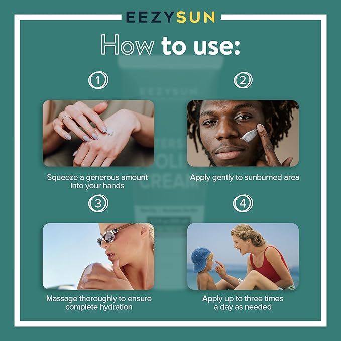 AfterSun Cooling Cream | Vegan AfterSun Care with Aloe Vera, Tea Tree Oil, & Chamomile to Soothe, Hydrate, & Repair Sunburn | Dermatologically Tested 3.3 FL OZ