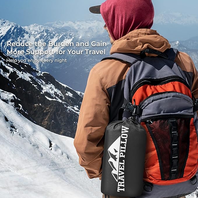 Travel Pillow Memory Foam Pillows, Camping Pillow-Compressible Medium Firm, Breathable Cover, Ideal Backpacking Hiking, Bed Pillows, Airplane and Car (Apricot Pink, L)