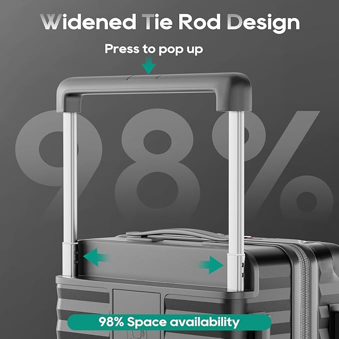 Joyway 20 Inch Carry on Luggage with Front Pocket, PC Hardshell Carry-on Suitcase with USB Port and Cup Holder, 21.5x14.2x9 Airline Approved, Luggage with Spinner Wheels and TSA Lock (Grey)