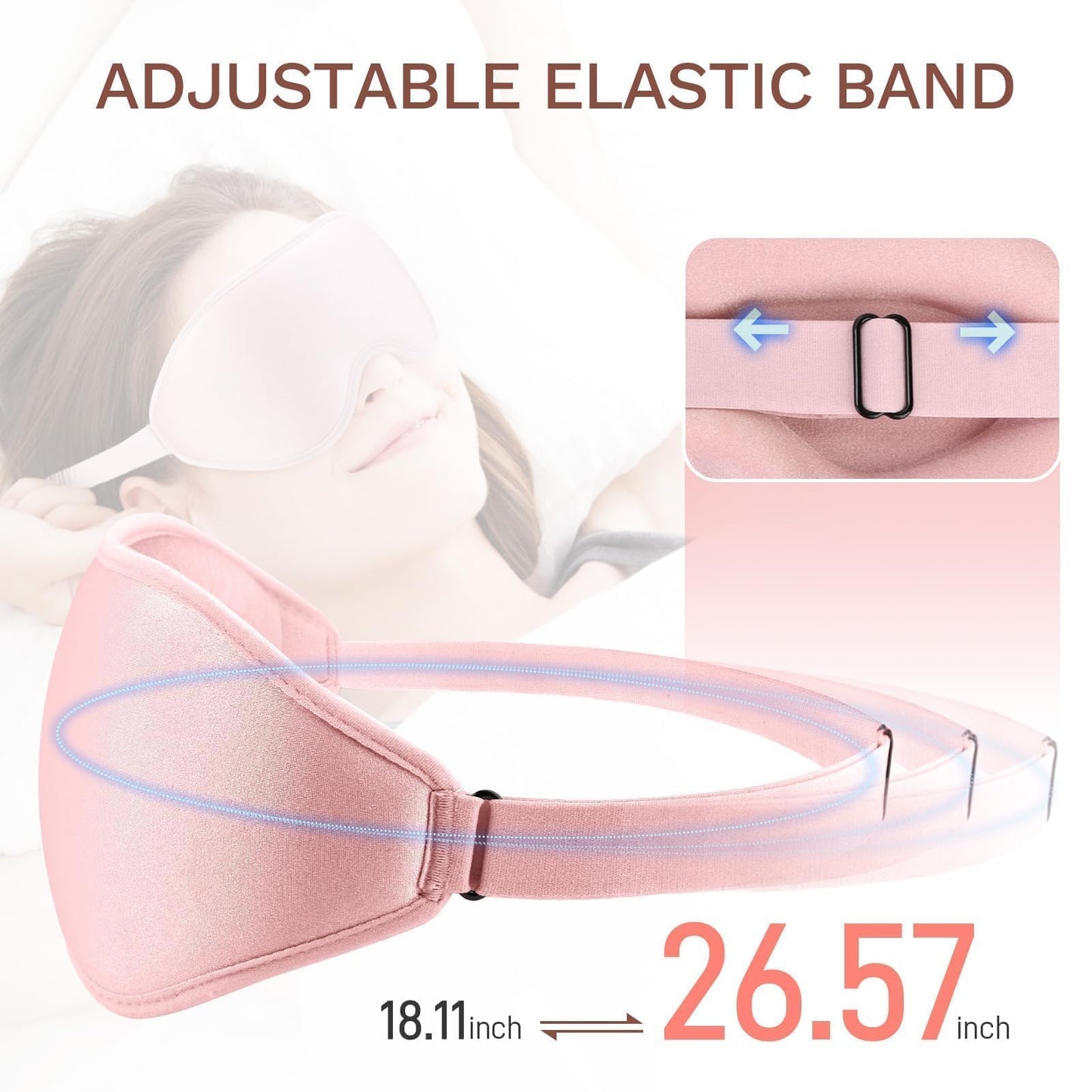 FlyCoco 99% Fully Block Out Light Eye Sleep Mask, 3D Deep Contoured Eyes Cover Zero Pressure, Long Lash Extension Eyes Mask with Adjustable Straps for Sleeping Travel Home Nap Rest Women Men (Pink)