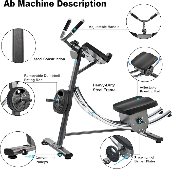 2025 Abdominal Exercise Machine for Commercial Use, Side Shaper Ab Machine Exercise Equipment, Foldable Abdominal Crunch Coaster for Home Use (Large,Black)