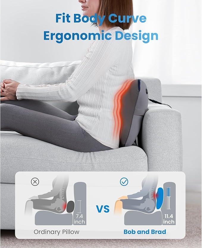 BOB AND BRAD Back Massager with Heat and Remote, EZBack Plus Corded Neck Massager for Pain Relief Deep Tissue, Shiatsu Massage Pillow with 3 Level for Full Body, FSA Eligible Ideal Gifts for Women