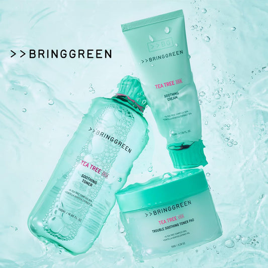 BRING GREEN Tea Tree CICA Soothing Toner PAD | Korean Daily Skincare Routine with Mild Formula, Cooling for Soothing and Hydrationg Effect, Vegan Certified Toner Pads 90 Count, 5.29 Fl. OZ.