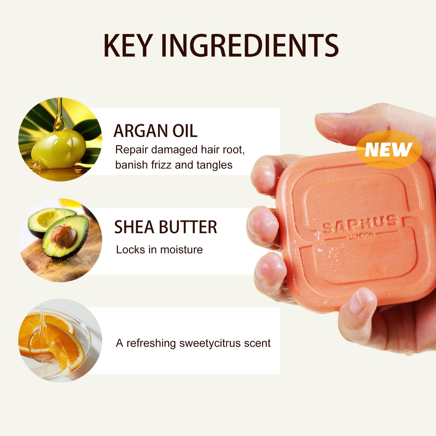 SAPHUS Argan Oil Bar Shampoo and Conditioner Set for Strengthening, Cleansing & Moisturizing Dry & Curly Hair,Travel Size, Zero Waste, 2pc Set