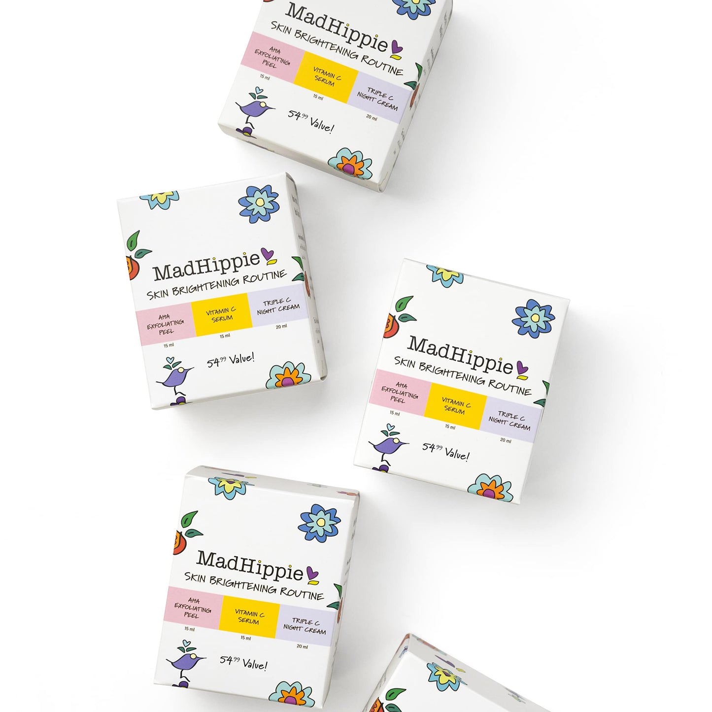 Mad Hippie Skin Brightening Kit – Vitamin C Serum, AHA Exfoliating Peel + Triple C Night Cream, Travel Essentials